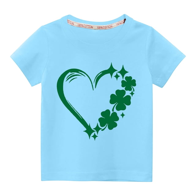 TopLLC St. Patricks Day Chemises pour Femmes Hauts de Sarrau St Patricks Day Tout-Petits Enfants Garçons Filles Mode Mignon Col Rond Imprimé Manches Courtes Haut