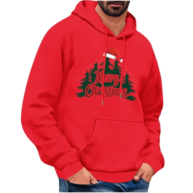 fheaev Chandails à Capuche pour Hommes Automne Chandails à Capuche pour Hommes de Noël Imprimés Chandail à Capuche Décontracté à Manches Longues