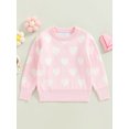 thumbnail image 2 of Chandails Tricotés pour Fille Bébé de la Saint-Valentin, Mignons avec Imprimé de Cœur, Manches Longues, Col Rond, Hauts à Enfiler, 2 of 8