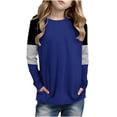 thumbnail image 2 of Chandails pour Filles à Blocs de Couleur Chandails à Manches Longues pour Filles Col Rond Chandails d'Été pour Filles 9-10 Ans Chandails pour Filles Tenue pour Fille, 2 of 5