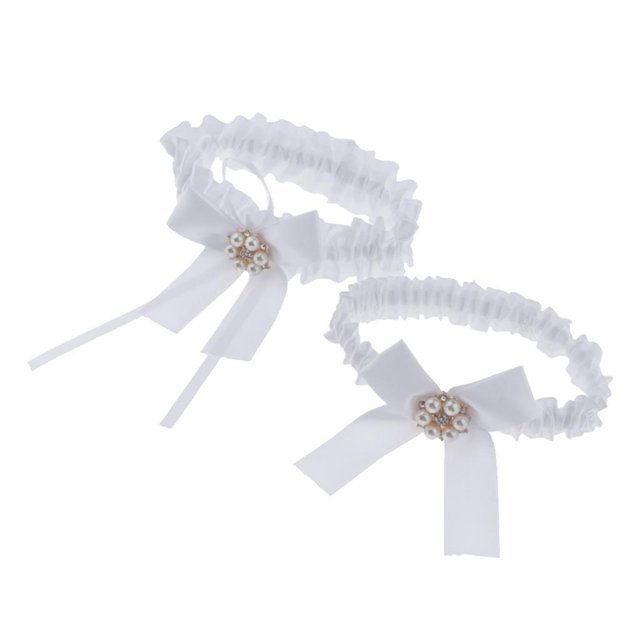 relayinert Beautiful Womens Lace Flower Leg Garter Belt Rings Exquisite and Charming White 33cm 1Set