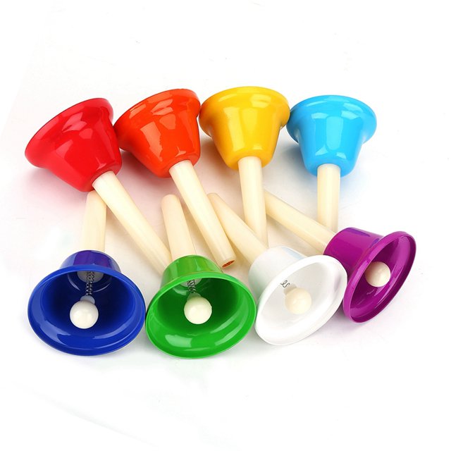 Cloche à Main Jouet Instrument de Musique, Ensemble de Cloches en Métal Colorées pour Enfants, avec Guide de Cloches Musicales pour Apprendre, Processus Amusant pour Jouer en Classe de Musique
