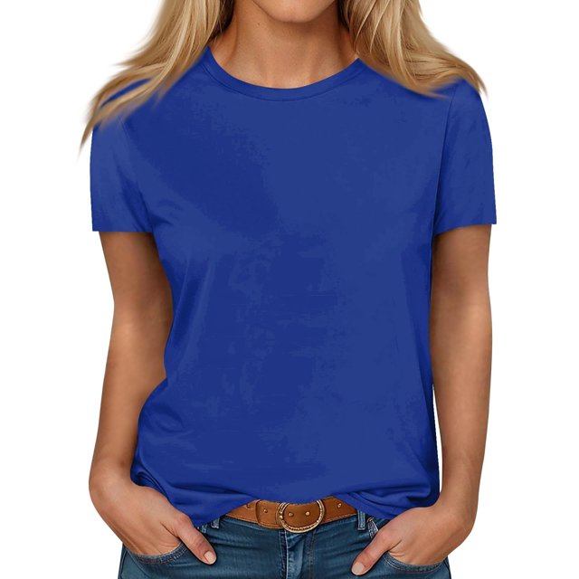 Timegard T-Shirts d'Été pour Femmes à Col Rond, Manches Courtes, Confortables, Basiques, Décontractés, Amples, Blouses