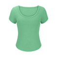 thumbnail image 3 of GigrtiJin Womens Short Sleeve U-Neck Tops Summer Ribbed Slim Basic Fashion T Shirt Solid Color Trendy Soft Blouse, 3 of 6