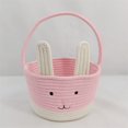 thumbnail image 3 of SUNSIOM Easter Bunny Basket Cute Contrast Color Rope Easter Bucket Tote with Long Handle for Home Party School, 3 of 6
