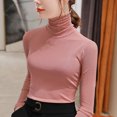 thumbnail image 2 of Besolor Womens Turtleneck Long Sleeve Tops Slim Fitted Basic Shirts Plus Size Solid Color Going out Tees Tights, 2 of 3