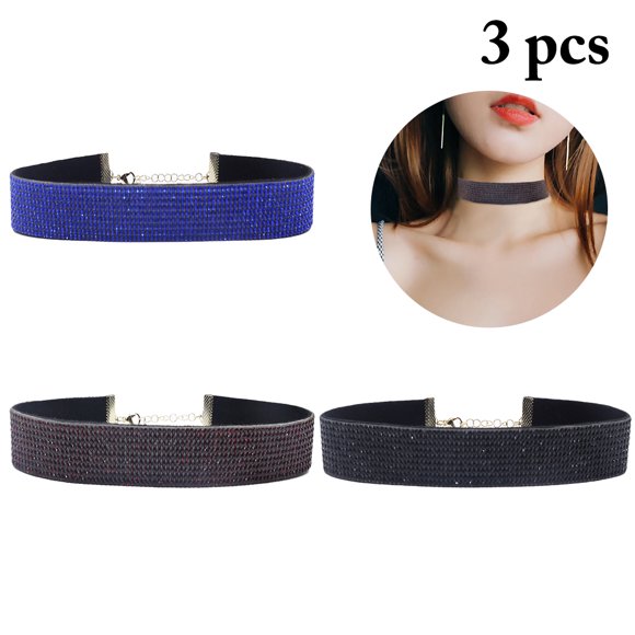 3PCS Choker Set Fashion Rhinestone Choker Necklace Crystal Choker for Women