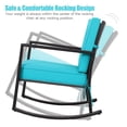 thumbnail image 3 of Patiojoy Outdoor Wicker Rocking Chair Glider Rattan Rocker Recliner with Turquoise Cushion, 3 of 7
