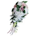 thumbnail image 1 of pitrice Wedding Hand Bouquet Bridal Holding Hand Tied Hand Tied Artificial Flowers White + Light Pink, 1 of 9