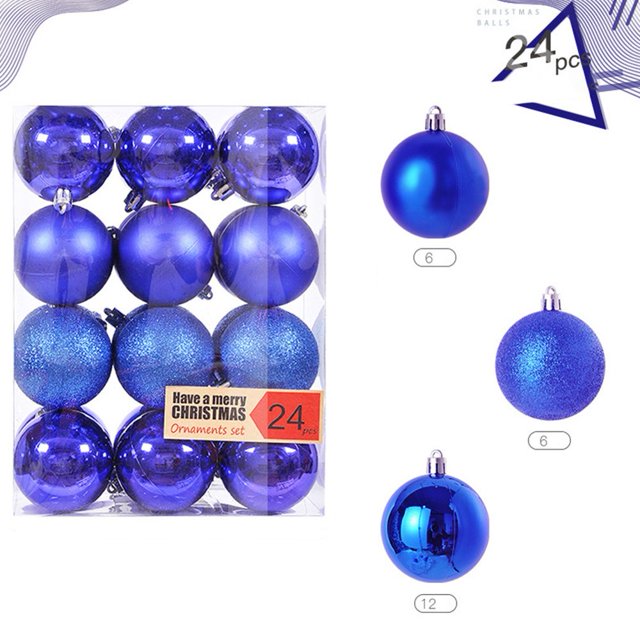 Boules Décoratives de Noël, Décorations Suspendues pour Arbre de Noël, 24 Pcs (Rouge)