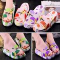 thumbnail image 4 of Thick Sole Slippers High Platform Shoes PVC Flip Flop Bright Color Leaves Design Anti-Slip for Indoor Outdoor Bathroom New, 4 of 6