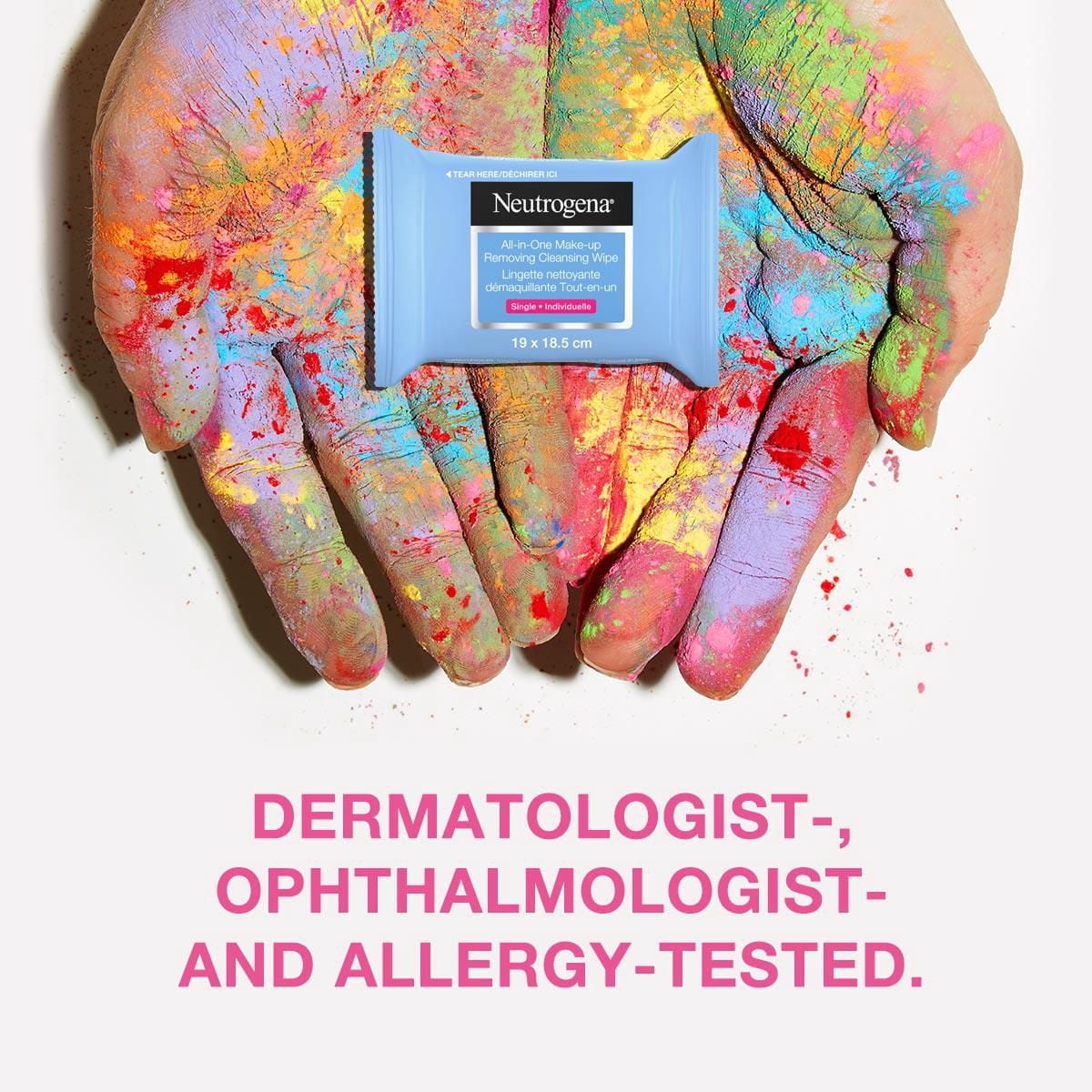 Lingettes nettoyantes démaquillantes tout-en-un Neutrogena, démaquillant pour mascara hydrofuge, non parfumées, à fibres végétales