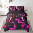 thumbnail image 2 of YST Girls Gamer Comforter Set, Modern Neon Grid Bedding Set, 7-Piece, King, Gaming Video Game Theme, 2 of 4