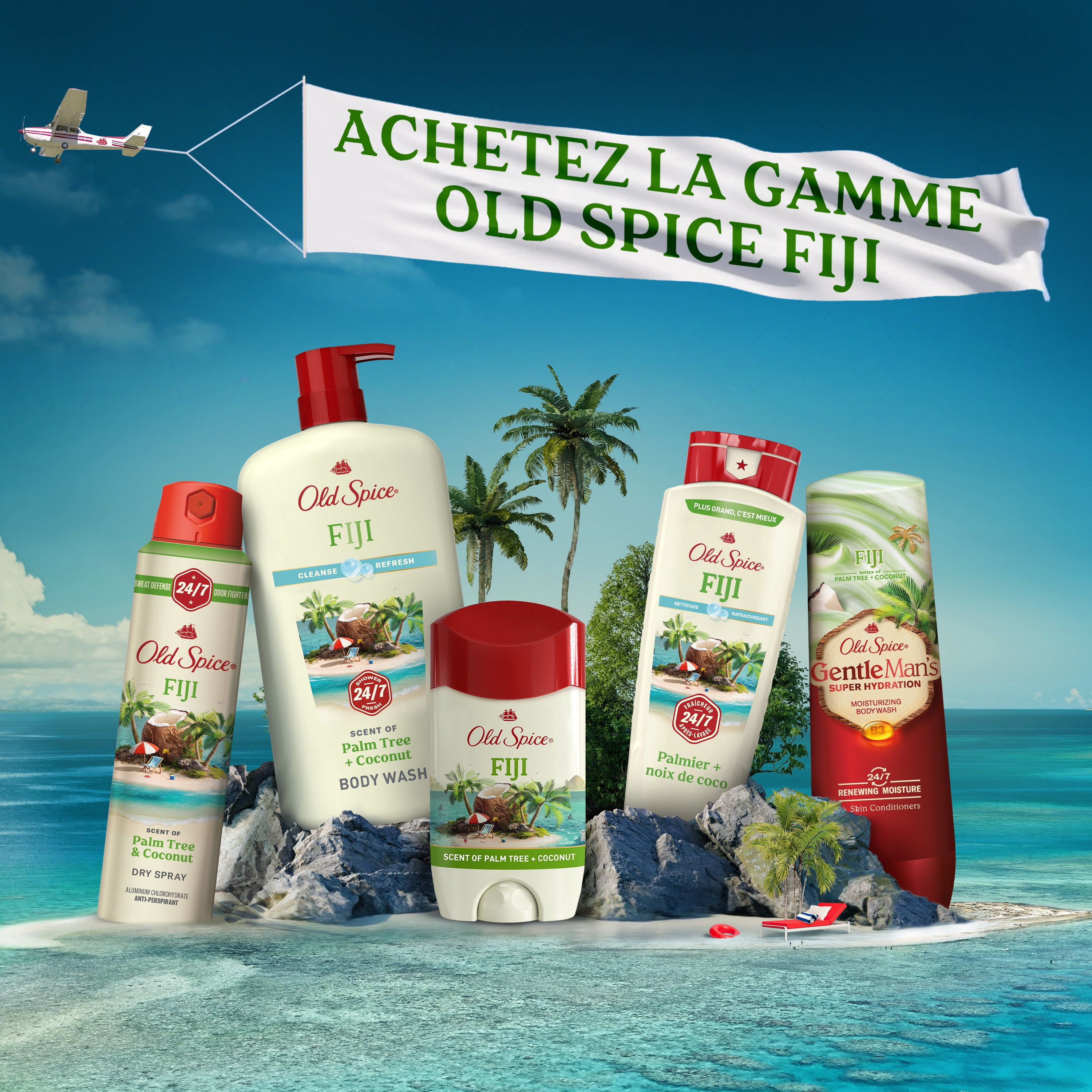 Nettoyant pour le corps pour hommes Old Spice Super Hydratation, Fiji avec palmier et noix de coco, hydratation régénératrice 24 heures sur 24, 7 jours sur 7, 591 mL (20 oz)