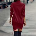 thumbnail image 2 of Robe Chandail en Molleton Décontractée pour Femmes Manches Longues Col Montant Ourlet Enveloppant Ample Automne Hiver Longue Robe Chandail, 2 of 6