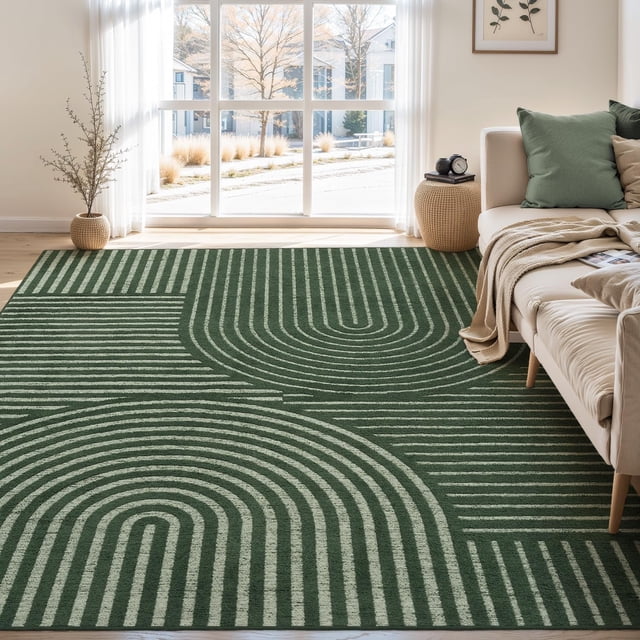 Boho Area Rug x Machine Washable Rugs for Living Room Non Slip Soft Carpet Geometric Jacquard Textu Carpet for Bedroom Dining Room Nursery Office Living Room Rug -