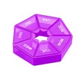 thumbnail image 4 of Lot de 2 Étui à Pilules 7 Compartiments Durable Compact Rangement Quotidien Pilules Comprimés Distributeur de Bonbons Portable Maison Voyage Camping Organisateur Boîte Violet, 4 of 8