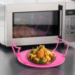 Nimomo Steaming Dish Multifunctional Plastic Microwave Oven Heating Layered Steaming Rack Cooking Tray Rack(Red)
