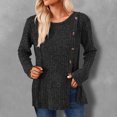 thumbnail image 1 of Birdeem Women's Solid Short Color Casual Long Sleeve New Round Neck Solid Color Panel Button Long Sleeve Loose, 1 of 12