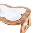 thumbnail image 2 of DOLITY Bone Shape Pets Dogs Bowls Wooden Rack for Medium Dog and Large Cat Pet Supplies White, 2 of 3