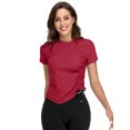 thumbnail image 1 of BeautyIn Women's Workout Shirts Drawstring Hem Fitted Top Short Sleeve Yoga Running tanks, 1 of 4