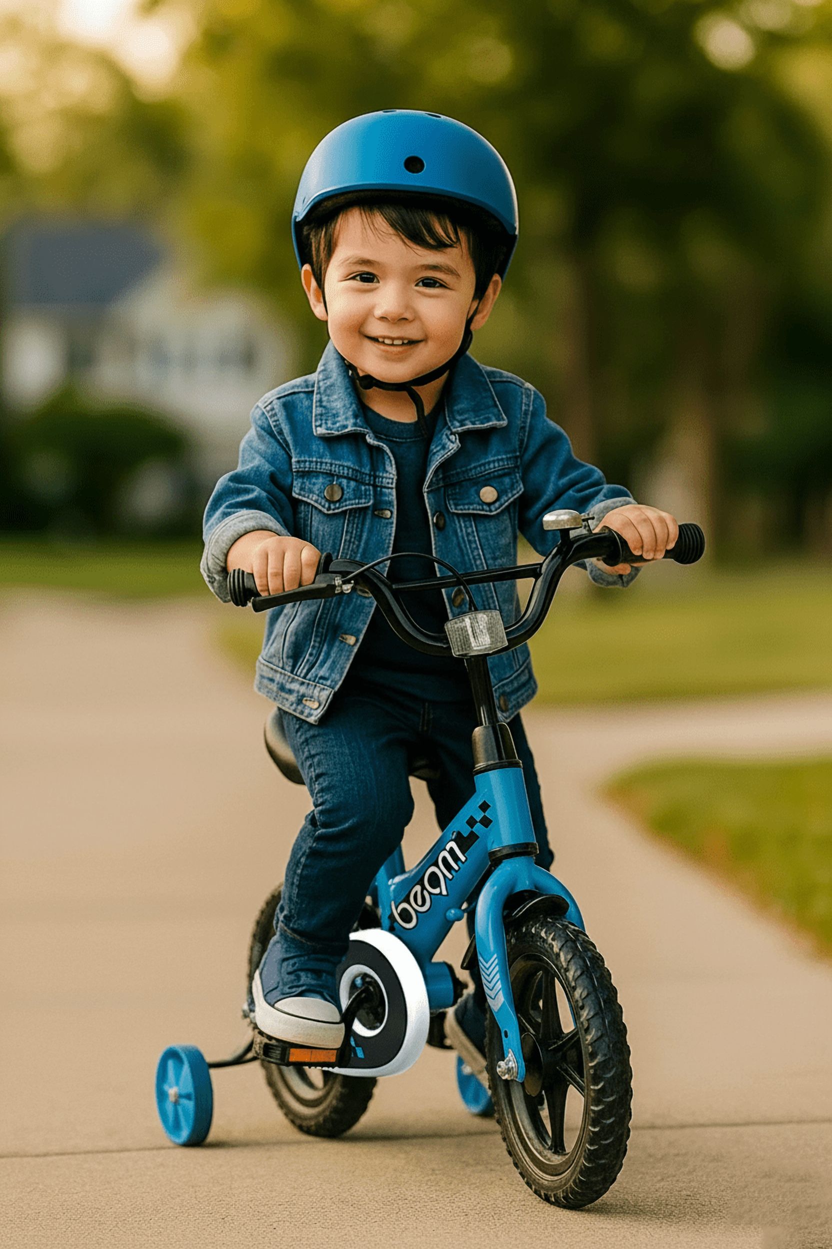 Vélo Beam Sports 12" Blue Kids débutant avec petites roues (2-5 ans)
