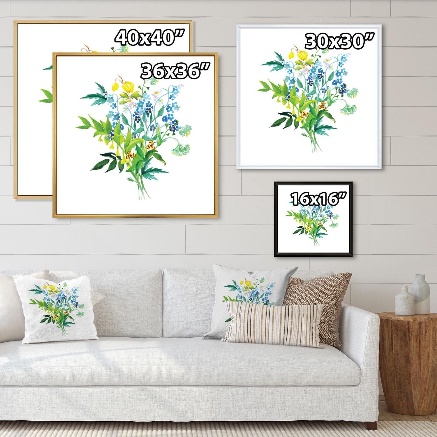 Designart Guirlande de fleurs des prés ART MURAL À CADRE FLOTTÉ