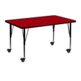 thumbnail image 1 of Mobile 30''W x 48''L Rectangular Red Thermal Laminate Activity Table - Height Adjustable Short Legs, 1 of 3