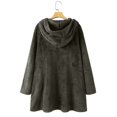 thumbnail image 3 of Women Printed Button Plush Tops Hooded Loose Cardigan Wool Coat Winter Jacket, 3 of 9
