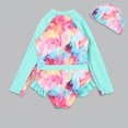 thumbnail image 2 of Kids Girls Rash Guard Swimsuit Ruffle Long Sleeve Sun Protection Girl Bathing Suit 6-7 Years Girls Clothing, 2 of 3