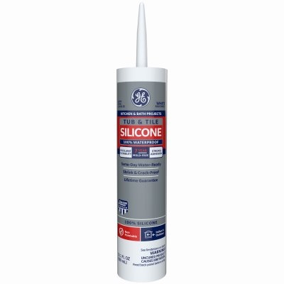 Silicone I Tub & Tile Caulk, White, 10.1 oz., Momentive, GE712