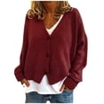 thumbnail image 1 of Women's Button Solid Knit Sweater Cardigan Long Sleeved Jacket, 1 of 1