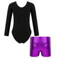 thumbnail image 2 of TiaoBug Girls 2Pcs Rhinestone Tracksuit Long Sleeve Gymnastics Dance Outfit Leotard with Shorts Unitard C03 8, 2 of 6