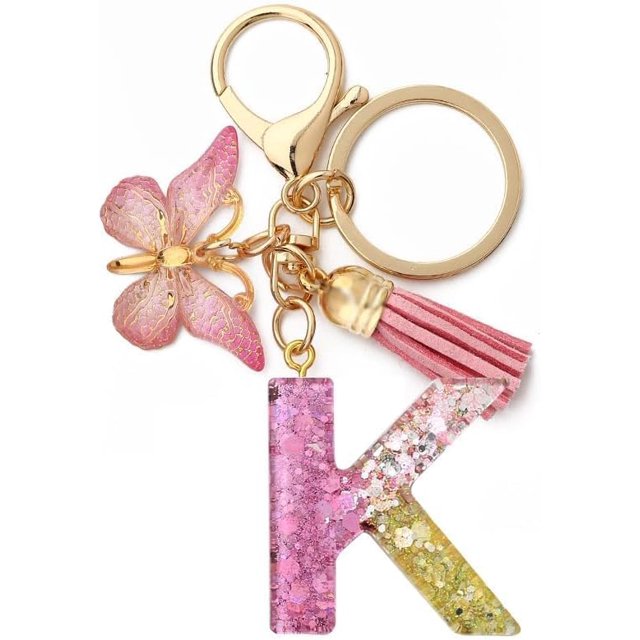 Letter Keychain,26 Letters A-Z Decorative Letter Keychain,Name Keychain for Women Girls Men Teenager Gift
