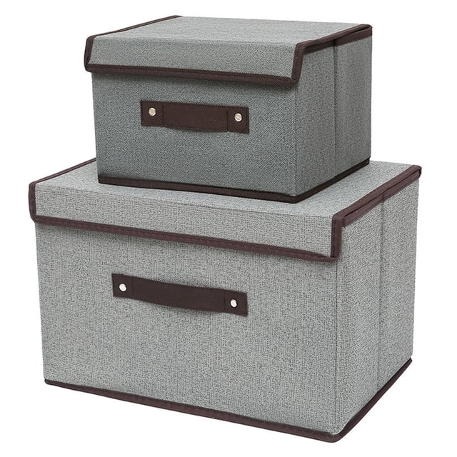 EGNMCR Foldable Storage Box With Lid 2pcs (large + Small) Fabric Storage Box With Lid, Closet Storage Box, Room Organization, Office Storage, Toy Storage,