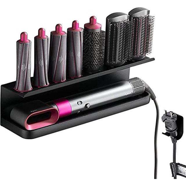 Jinsinto Support Mural pour Accessoires de Styler Dyson Airwrap, Étagère de Rangement Sans Perçage avec Colle pour Dyson Airwrap, Étagère de Rangement Multifonctionnelle pour Salle de Bain