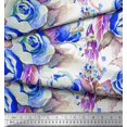 thumbnail image 3 of Soimoi Tissu Poly Georgette Feuilles & Roses Imprimé Tissu d'Artisanat au Mètre 52 Pouces de Large, 3 of 3