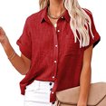 thumbnail image 4 of DPTALR Women's Tops Solid Button Shirt Female V-Neck Loose T-shirt Blouse Tops, 4 of 8