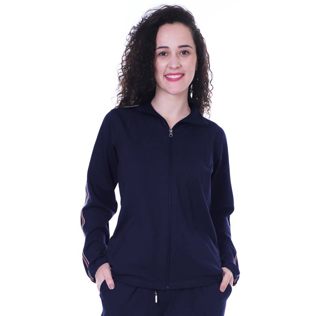 Moomaya Veste Zippée Unie pour Femmes, Haut de Jogging à Manches Longues avec Poches