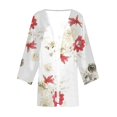 thumbnail image 4 of Pisexur Veste pour Femmes, Cardigans à devant Ouvert, Manteaux Trench, Vestes d'Automne, Chemise Ample Décontractée pour Femmes à Manches 3/4 Imprimée, Hauts, Cardigan, 4 of 5