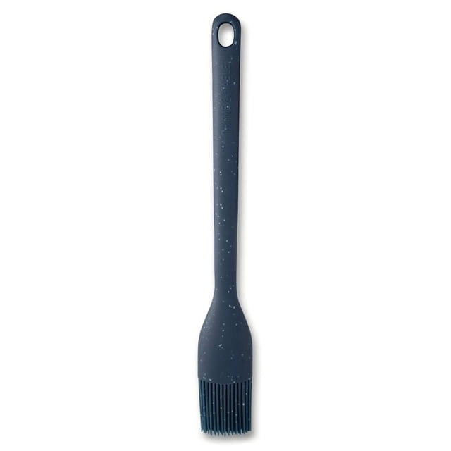 Thyme & Table Silicone Basting Brush, Blue Speckled, with a long ergonomic handle and heat-resistant silicone bristles for even basting of marinades, sauces, and oils on meats, vegetables, and pastries, also suitable for glazing baked goods.