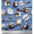 thumbnail image 1 of Soimoi polyester Crepe Fabric Mushroom, Pear Fruits Printed Fabric 1 Yard 52 Inch Wide, 1 of 3