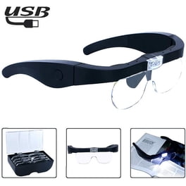 Grossissante avec Éclairage LED, Loupe de tête à LED, Lunette de Précision avec 4 Lentilles Amovibles, pour Lecture Bijoutier Couture Bricolage, Grossissements de 10X 15X 20X 25X