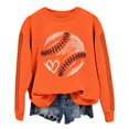 thumbnail image 2 of IMENGL Spring baseball print crew neck hooded sweatshirt long, Orange 2XL, Size M-2XL, 2 of 4
