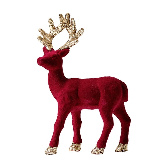 Jierger Christmas Reindeer Figurines 1-Pack Red Deer Statue, Elegant Sculpture Ornament for Desk Cabinet Holiday Shelf, Reindeer Christmas Decor Gift Ready for Home Office Display