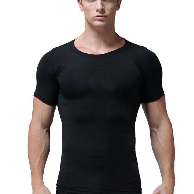 CAROOTU Hommes Respirant Basket-Ball Entraînement Fitness T-shirt Col Rond Manches Courtes Stretch Tops Nouveau