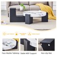 thumbnail image 3 of Detachable Combination Coffee Table with MDF Wood Grain & White Glass Top, Multi-Functional Design Can Serve As Coffee Table or 2 Individual Side Tables for Living Room, 3 of 9