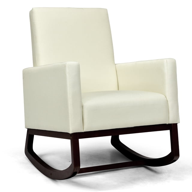 Patiojoy 2-in-1 Upholstered Rocking Chair with Wood Leg & Pillow Relax Sofa Chair Beige