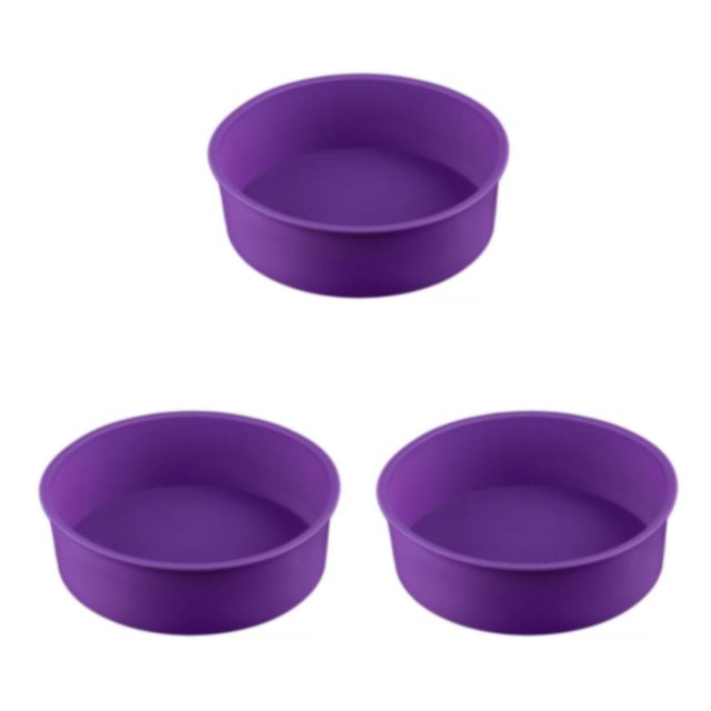 kurtrusly Wedding Birthday Party Cake Restaurant Reusable Washable Mousse Round Mould Kitchen Gadget Accessories Purpe 8 Inch 3Set