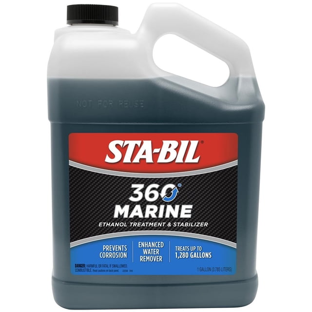 Sta-Bil Traitement de Carburant à l'Éthanol 22250 Pichet de 1 Gallon; Simple. Pichet Multicolore de 1 Gallon d'Additif pour Carburant Automobile Conçu pour les Moteurs Marins, Doté de Propriétés de Traitement à l'Éthanol et de Stabilisateurs. l'Étiquette Met en Valeur la Prévention de la corrosion, une Meilleure Élimination de l'Eau et une Stabilisation du Carburant jusqu'à 12 Mois. Traite jusqu'à 1 280 gallons.